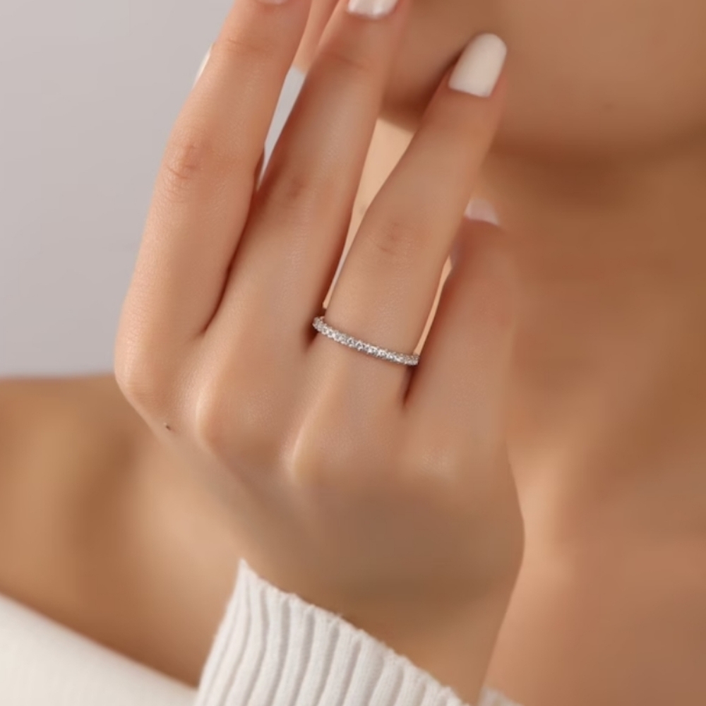 Full Band Eternity Ring, Round Cut Engagement Ring